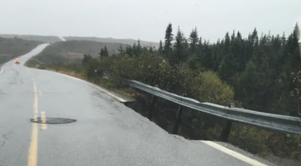 Burgeo highway Route 480 washout Oct 10, 2016