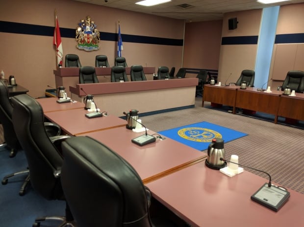 Empty council chamber