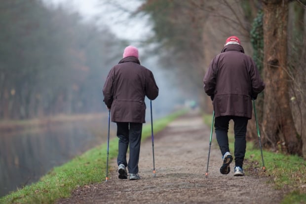 Elderly seniors walking