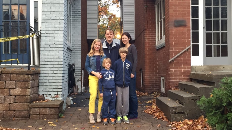 The DeCloet-Weikle family outside their Toronto two homes. From left to right: Brandie, Derek, Amy, Alister and Cameron.