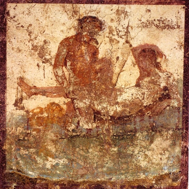 Nude couple in bed. Roman fresco from the Casa del ristorante (IX.5.14, room f, western wall) in P
