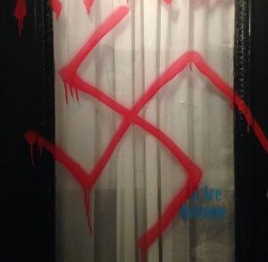 Racist graffiti Anna Maranta Ottawa rabbi DO NOT USE ENTIRE PHOTO-CROP "K---" OUT