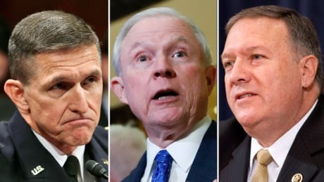 President-elect Donald Trump has appointed, from left: Lieut-general Michael Flynn as his national security adviser, Alabama senator Jeff Sessions as his attorney general, and Kansas Republican congressman Mike Pompeo to serve as director of the CIA. sessions-flynn-pompeo_edited-1.jpg