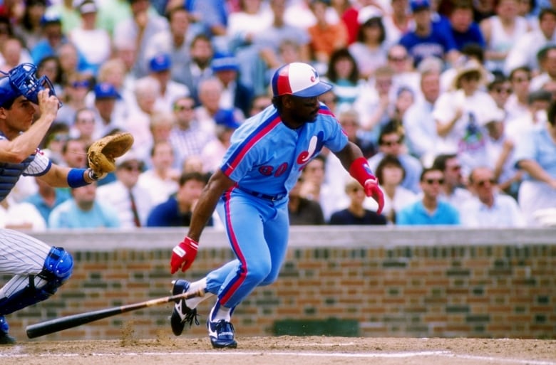 A color, born digital image of Hall of Famers Tim Raines and Andre Dawson  having fun together during the 2017 Hall of Fame Weekend, in Cooperstown,  New York on July 28, 2017.