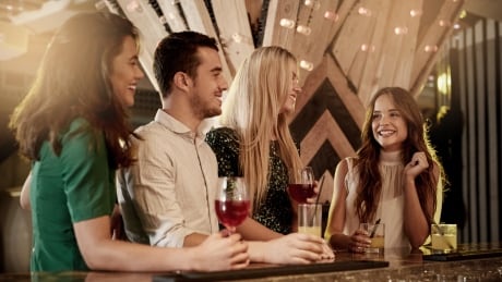 chatting with drinks