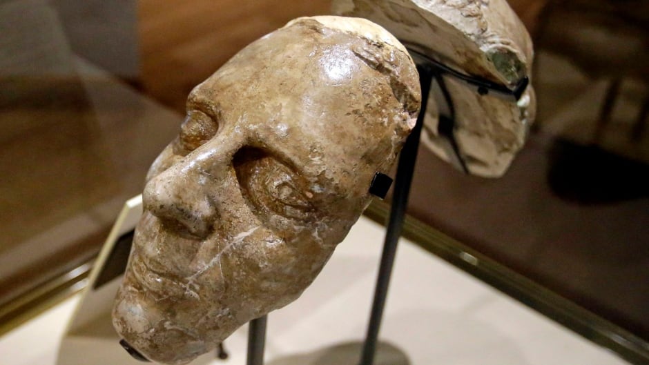 The death mask of Joseph Smith is shown during a tour of the Mormon Church History Museum, in Salt Lake City.