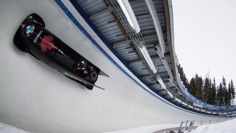 Canada's Kaillie Humphries, of Calgary, Alta., and Cynthia Appiah, of Toronto, Ont., compete in a women's bobsled race in Whistler, B.C., on Saturday December 3, 2016. THE CANADIAN PRESS/Darryl Dyck SKE BOB World Cup 20161203