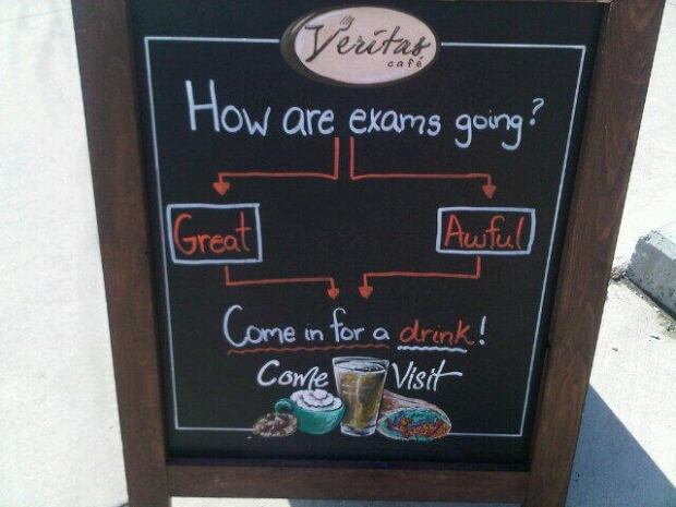 Veritas cafe sign