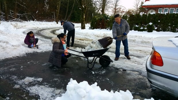 Family shovelling