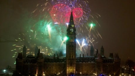 Fireworks explode over Parliament Hill to celebrate New Year's Eve and Canada's 150th anniversary of Confederation on Parliament Hill in Ottawa, Saturday, December 31, 2016. Canada 150 20161231