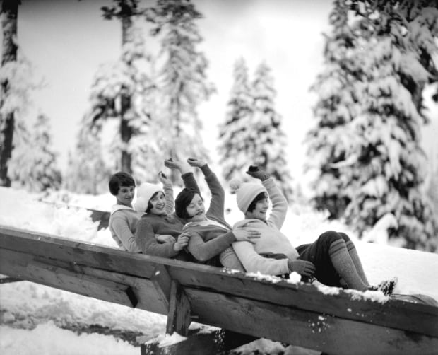 Sliding atop Grouse Mountain