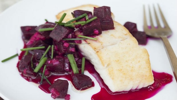 Roasted Halibut and Beet Salsa