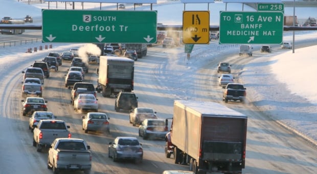 Deerfoot Trail Winter Calgary Traffic