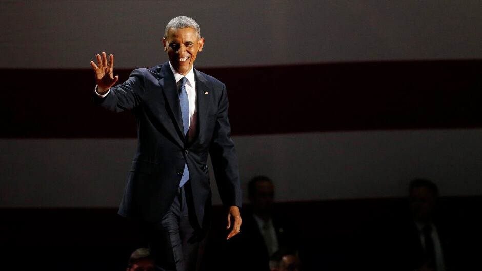 President Barack Obama arriving at McCormick Place in Chicago yesterday, to deliver his presidential farewell address.