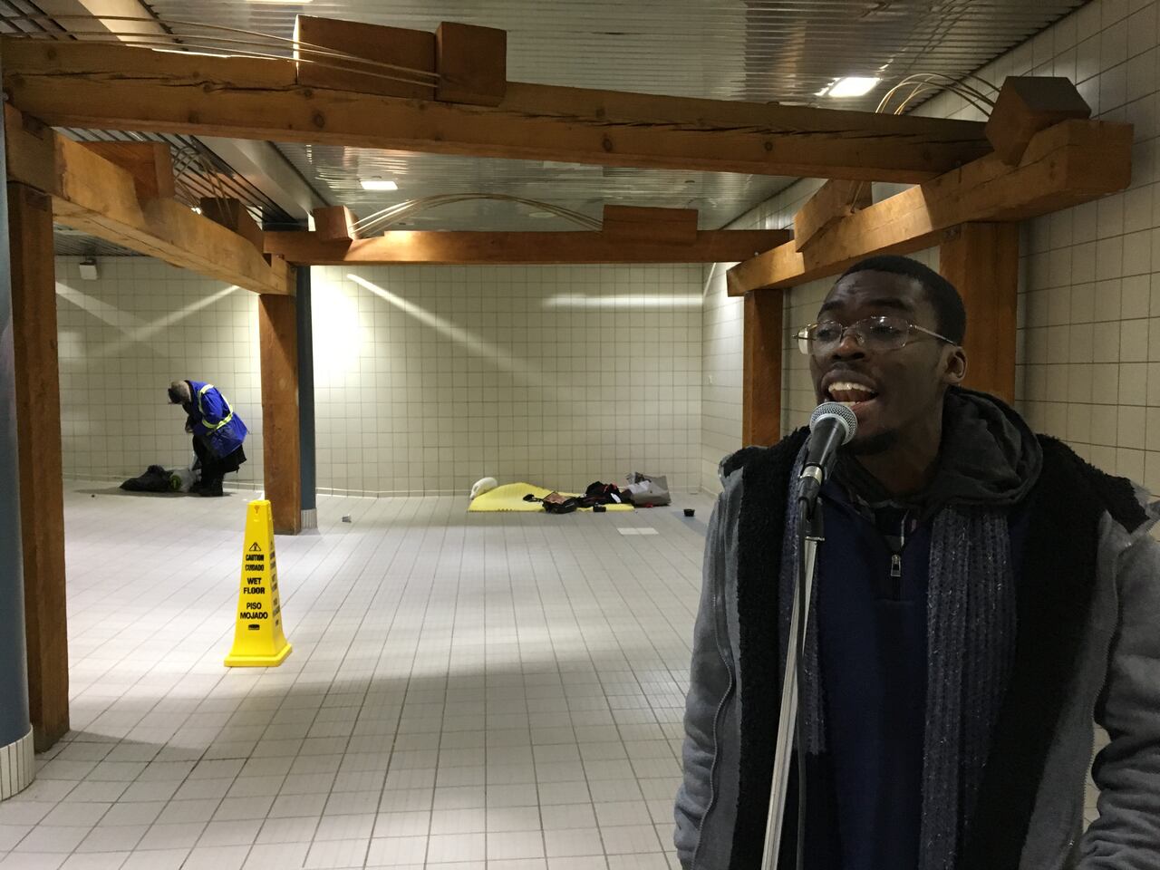 Edmonton Crews Start Early To Clean Pedway Used For Overnight Shelter Cbc News clean pedway used for overnight shelter