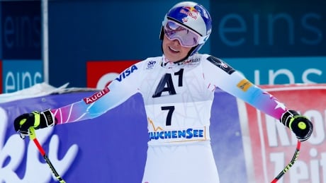 United States' Lindsey Vonn arrives at the finish area during an alpine ski, women's World Cup downhill in Altenmarkt-Zauchensee, Austria, on Sunday. Austria Alpine Skiing World Cup