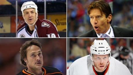 Clockwise from top left: Joe Sakic, Uwe Krupp, Saku Koivu an Teemu Selanne are among five former players named for induction into IIHF Hall of Fame.
IIHF hall of fame