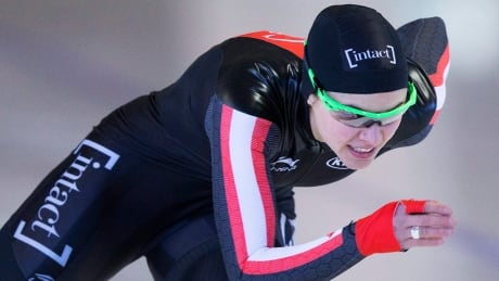Long track speed skater Marsha Hudey she will occasionally skip buying the supplements that help her recover between training sessions because they're too expensive. OLY Canada Carding 20170119