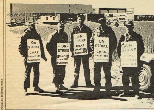 Digby bus drivers picket at Weymouth Consolidated School about 28 months into the dispute.