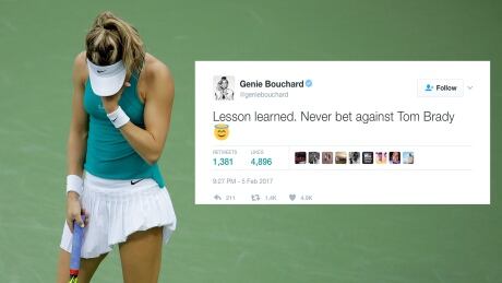 Genie Bouchard spoke to seen with an overly confident Atlanta Falcons tweet. Genie Bouchard spoke to seen with an overly confident Atlanta Falcons tweet.