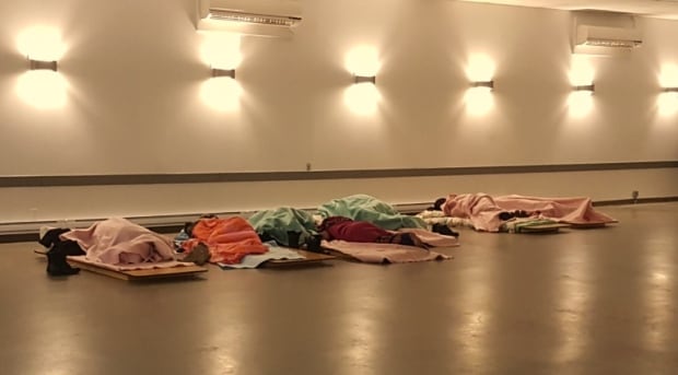Refugees sleeping in Emerson community centre