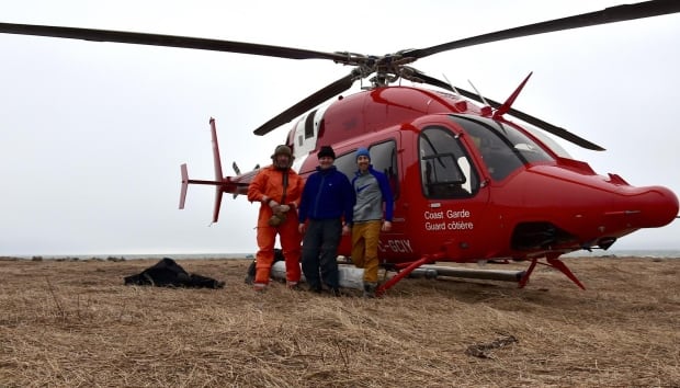 PEI seal survey crew and helicopter