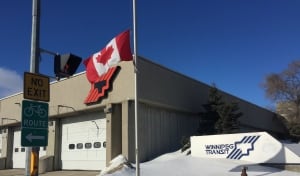 Winnipeg Transit flag at half mast
