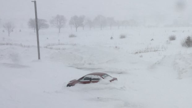 Parked car in blizzard, Charlottetown, Feb. 16