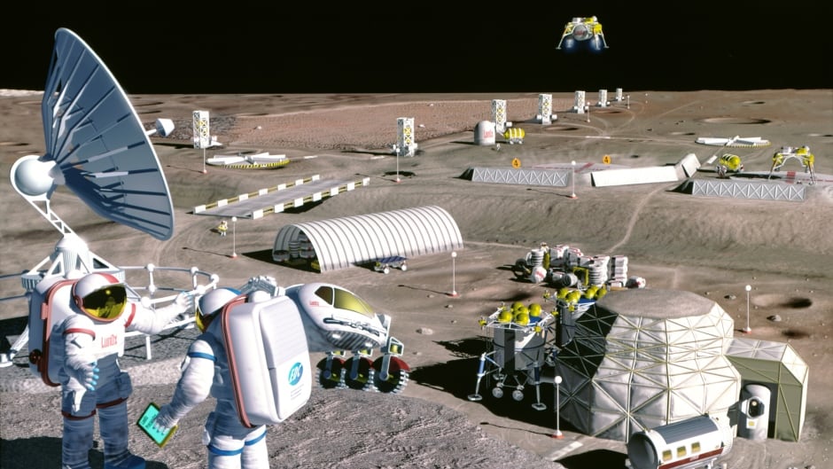 Lunar mining, an artist's concept.
