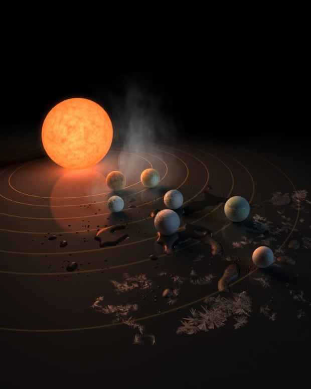 artist render of 7 new Earth-like planets