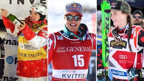 From left to right, Canada's Mikael Kingbury, Erik Guay and Marielle Thompson all climbed World Cup podiums in their respective sports this weekend. olympic-roundup