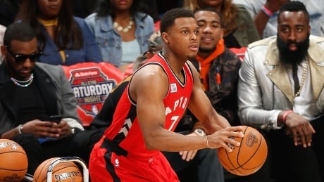 Kyle Lowry, shown participating in the NBA all-star three-point contest on Feb. 18, will have surgery on his wrist Tuesday and will likely be out for the remainder of the regular season. 700002612TB00074_JBL_Three_