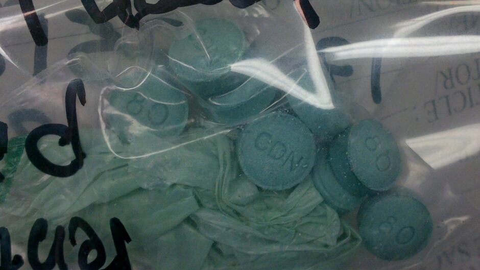 Dark green fake oxycodone laced with fentanyl police have found in Halifax.