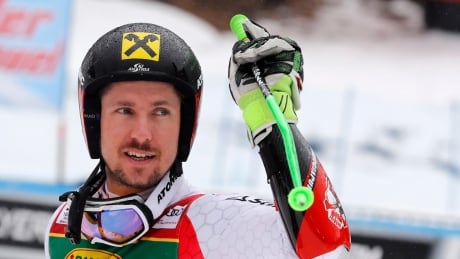 Austria's Marcel Hirscher celebrates after winning the giant slalom race at the alpine ski World Cup in Kranjska Gora, Slovenia on Saturday. hirscher-marcel-030417-620