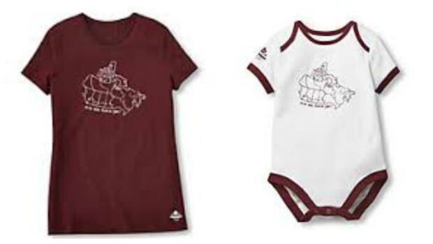 Onesie and t-shirt pulled
