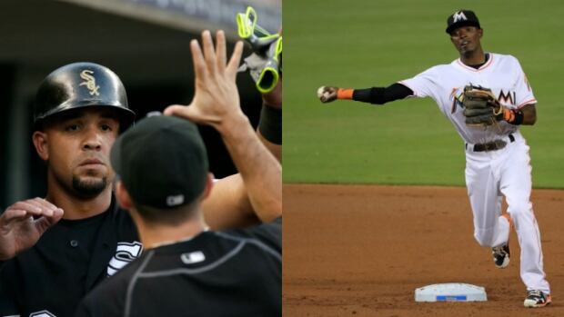 Adeiny Hechavarria and Jose Abreu