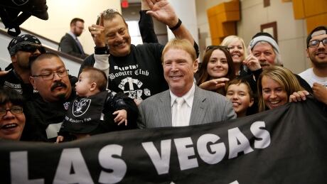 Raiders owner Mark Davis, centre, meets with Las Vegas supporters in April, 2016. Raiders MOVE Football