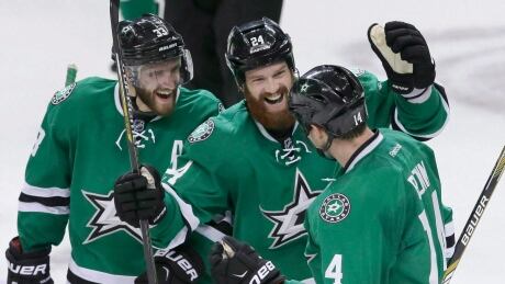 When the Dallas Stars visit the Bell Centre on Tuesday, brothers Jamie (left) and Jordie Benn (centre) will play against one another for the first time. canadiens-stars