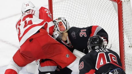 Hurricanes goalie Eddie Lack suffered a neck strain in Monday night's 4-3 loss to Detroit after colliding with Red Wings forward Andreas Athanasiou in overtime. Lack was released from hospital on Tuesday. lack-eddie