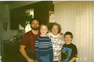 Ray Purdy with his late mother, Thora, and sons Brett and Mike
