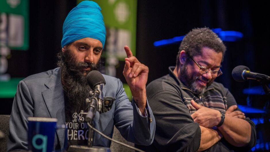 Humble the Poet and André Alexis speaking to Tom Power live at the Bronson Centre Theatre in Ottawa, Ont.