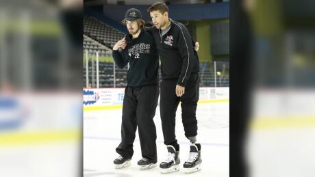 Craig Cunningham skated for the first time in five months on March 31 with a little support from teammate Conor Garland from the Tucson Roadrunners. Craig Cunningham