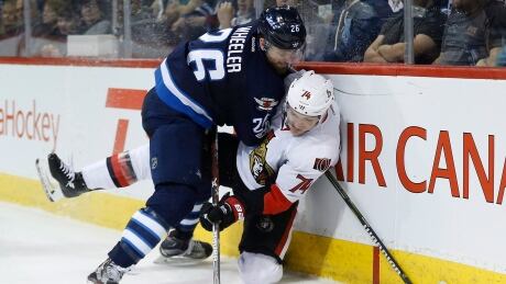 Blake Wheeler and the Winnipeg Jets delivered a slight blow to the Ottawa Senators' playoff hopes with a 4-2 victory. blake-wheeler