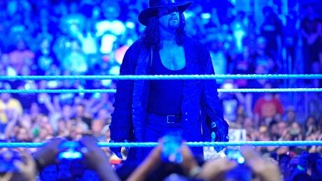 IMAGE DISTRIBUTED FOR WWE - Undertaker gazes at the crowd after what could be his final WrestleMania match on Sunday, April 2, 2017, in Orlando, Fla. (Phelan M. Ebenhack/AP Images for WWE) Wrestlemania 33