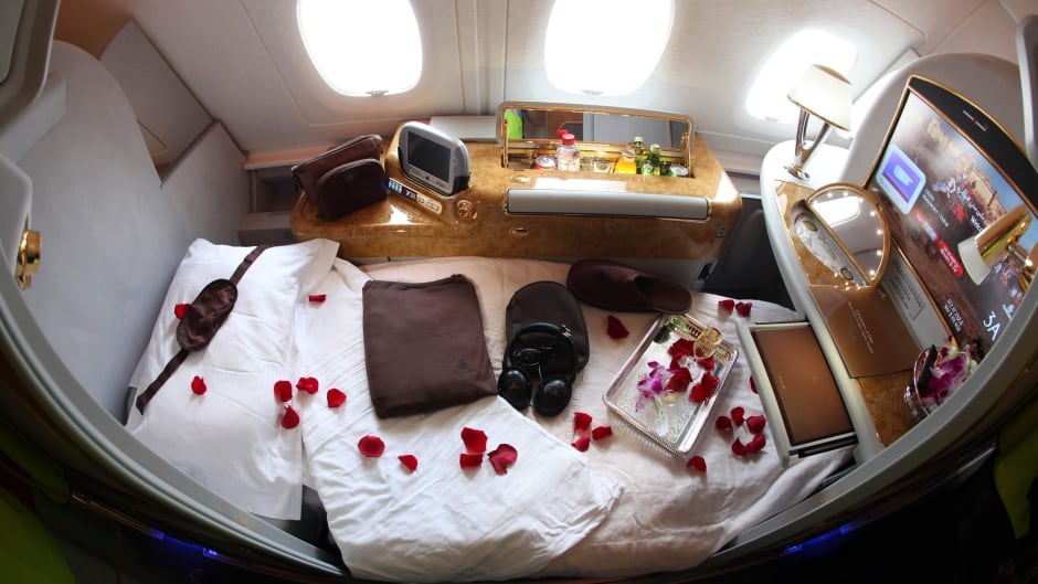 A first class cabin is seen on an Airbus A380 aeroplane. (AP Photo/Jon Super)