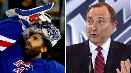 A few NHLers took to Twitter to voice their discontent with the NHL's decision Monday, including New York Rangers goaltender Henrik Lundqvist, left. lundqvist-bettman