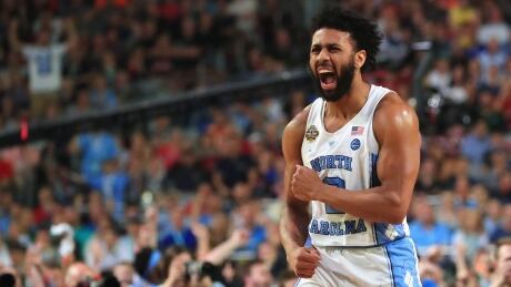 Joel Berry II of the North Carolina Tar Heels reacts in the second half against the Gonzaga Bulldogs during the NCAA National Championship game. unc