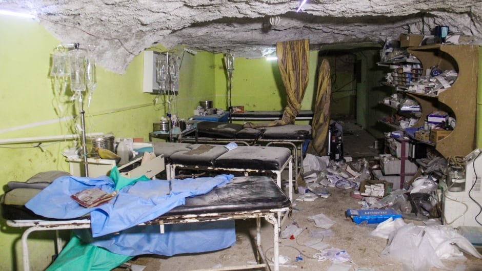 A hospital room in Khan Sheikhoun, a rebel-held town in the northwestern Syrian Idlib province, following a suspected toxic chemical attack.