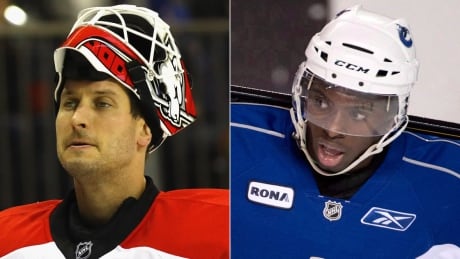 There is a chance American Hockey League goaltender Michael Leighton, left, and defenceman Jordan Subban, right, could realize a childhood dream next February by getting the call to play for Canada at the 2018 PyeongChang Olympics. leighton-michael-1180