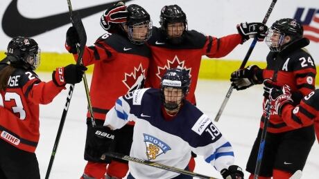 Canada defeated Finland 4-0 to advance to their 18th gold medal game at the women's world hockey championship. canada-hockey
